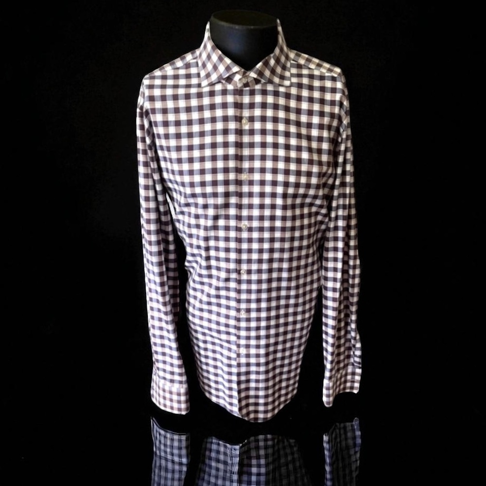 HUGO BOSS Slim Fit Mens Cotton Plaid Shirt 43 17